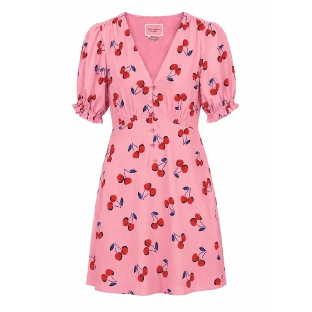 Kate Spade New York Cherry‎ Toss Dress Rosy Carnation Pink Womens 10 NWT